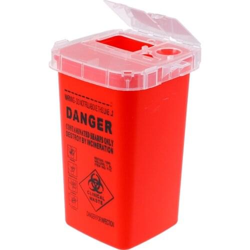 1L Capacity Sharps Container Medical Needles Bin Biohazard Tattoo Piercing Needles Disposal Collect Box Tattoo Artist Waste Box