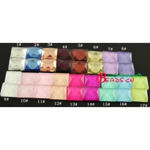 No1 to No12 50pc/lot 10x10mm Square jelly non-hotfix Flatback Crystal Rhinestones Strass Glue On for jewelry makings
