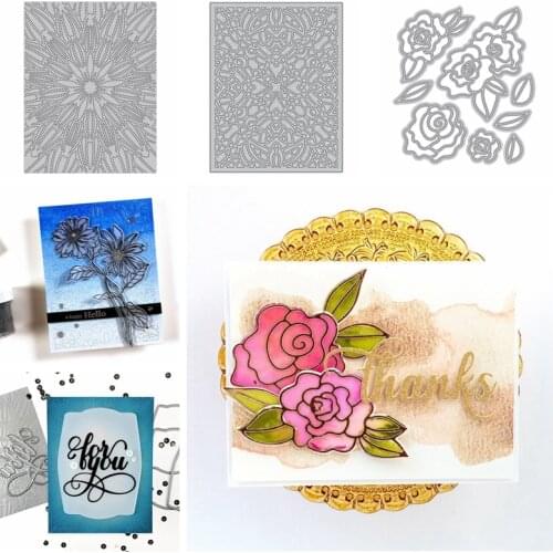 Doodle Cover Background Rose Flowers Metal Cutting Dies Stencil For DIY Scrapbooking Craft Cards Making Template 2020 Hot Sale