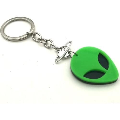 Fashionable Women Acrylic Alien Head Keychain Fluorescent Green Alien Keychain Space Keychain Kawaii Pastel Gothic UFO