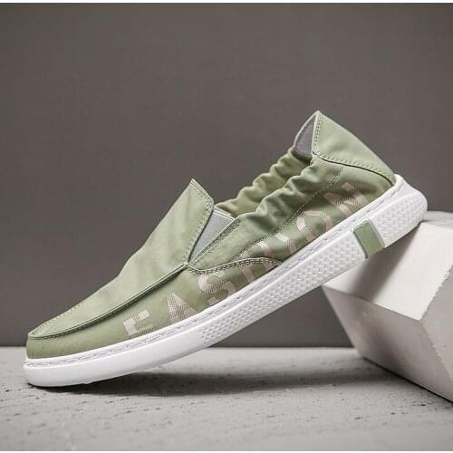 Summer Mens Casual Flat Shoes New Breathable Slip on Mens Canvas Shoes Pedal Lazy Shoes Trend Wild Mens Loafers