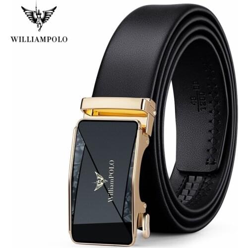 WILLIAMPOLO New Mens Belt Automatic Buckle Layer Leather Belts Business Leisure Youth Belts for Male Luxury Mens belts
