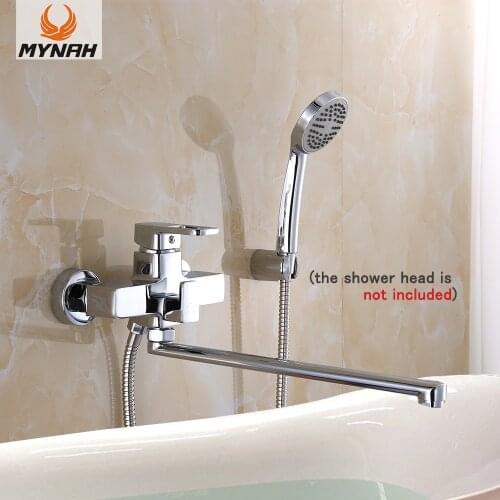 MYNAH Chrome Finished Shower Faucet 2 Functions Shower Mixer Wall Mounted Bathtub Mixing Valve Faucet Mixer Tap Bathroom Faucets