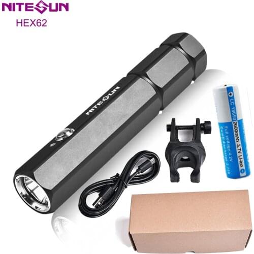 NITESUN HEX62 Bicycle lamp Cree XM-L2 U4 LED max 950 lumens waterproof Tactical Flashlight Bike Light Micro-USB charge +Battery