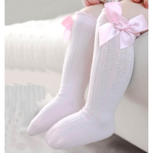 Newborn Baby Girls Bow Socks Summer Spring Mesh Socks Kids Bow Knee Tube Sock Sokken Princess Infant Baby Socks