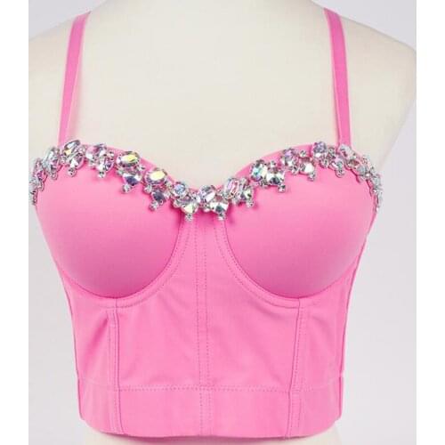 New Hand-made Good Quality Sexy Dequins Beads Dance Bra For Women Underwear Bustier Cropped Top Wedding Bralette Lingerie Vest