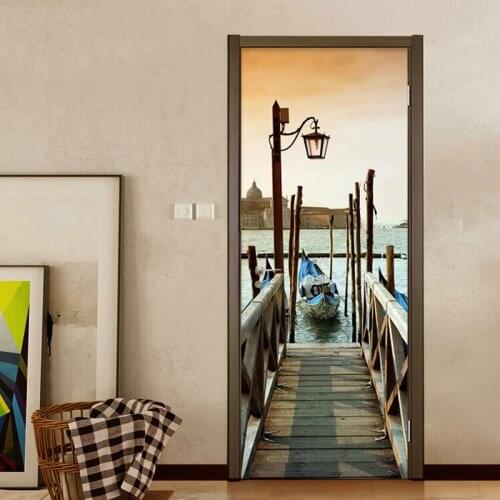 PVC Wallpaper Modern Beautiful Seaside Landscape Mural Sticker Restaurant Living Room Creative Background Wall Vinyl Sticker 3 D