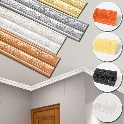 Self-adhesive Skirting Foam Baseboard Wall Sticker 3D Embossed Corner Line Floor Waterproof Board Stickers Wallpaper