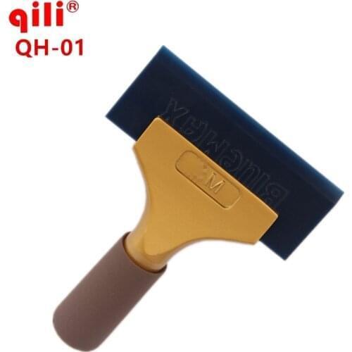 100pcs/lot DHL QH-01 handle scraper with Blue Max Rubber blades scraper Power Squeegee Gold Aluminum Short handle