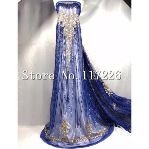 Unique paillette fabric/mesh sequins fabrics JRB-52725 french net lace fabric for women garment wedding dress