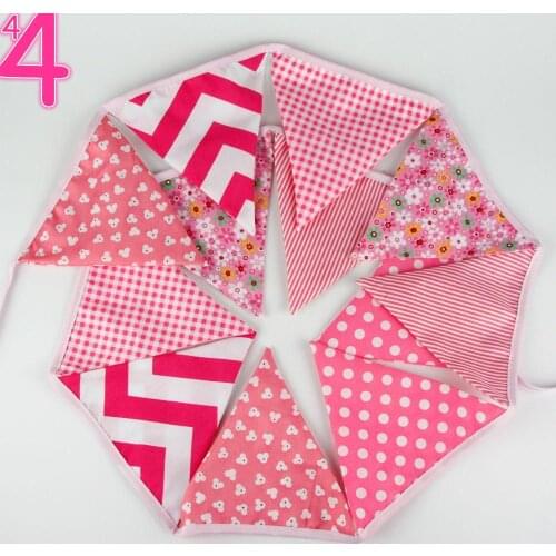 Welecoco Guirlande de Fanions Bannière Banderole en Coton, Pennant Banner Coton Fanion Double Face Guirlande de Décoration pour