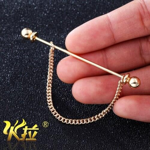 South Korea Strass Bayer tassel screw on collar brooch shirt collar cufflink British male personality ornament accessories