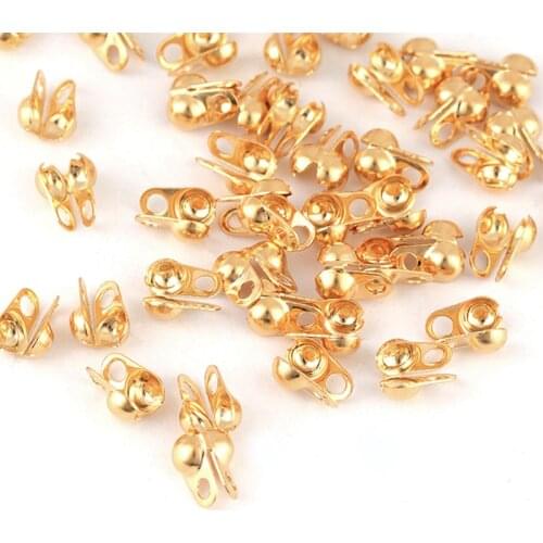 50pcs/lot Connector Clasp Fitting Stainless Steel Ball Chain Calotte End Crimps Beads Connector for DIY Jewelry Making Supplie