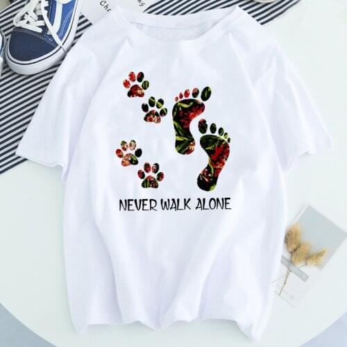 Women Dog Paw Print Short Sleeve Fashion Printed Summer Lady Womens Clothing Tops T-Shirt Shirt Tees Female T Shirt