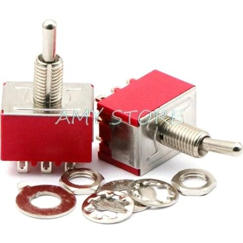 10Pcs 9 Pins Mini 6mm Toggle Switch 3PDT ON-ON/ON-OFF-ON 2A250V/5A125VAC MTS-302 MTS-303