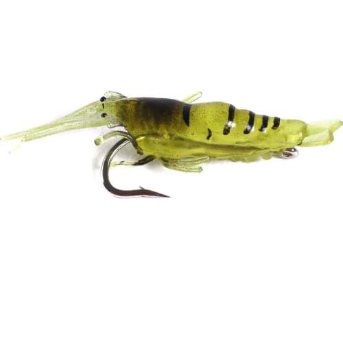 10Pcs Soft Silicone 1.5g Simulation Fishing Lure Shrimp Prawn Bait Artificial Trout Bait Fishy Smell Single Hook Bass Tackle Jig