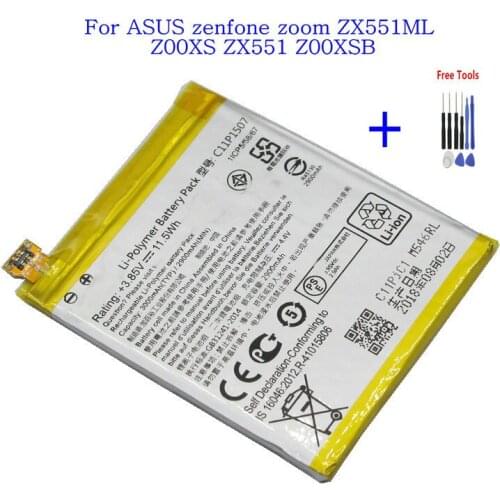 1x 3000mAh /11.5 Wh C11P1507 Replacement Battery For ASUS Zenfone zoom ZX551ML Z00XS ZX551 Z00XSB Batteries + Repair Tools kit