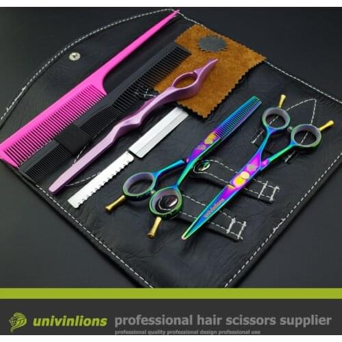5.5" with razor hot hair scissors hairdressing scissors rainbow shears cabelereiro titan scissors thinning shears haircut set