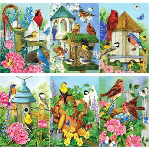 New 5D DIY Diamond Full Square Round Drill Painting Bird Flower Diamond Embroidery Animal Scenery Cross Stitch Home Decor Gift