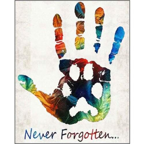 Diamond Painting Never Forgotten Dog DIY 5D Embroidery Diamond Colorful Hand Paw Wall Picture Pet Full Mosaic Home Decoration