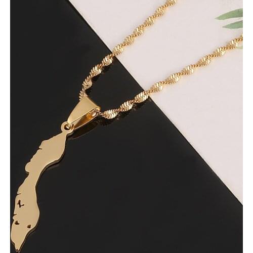 Stainless Steel Curacao Islands Map Pendant Necklaces Gold Color Maps Chain Jewelry