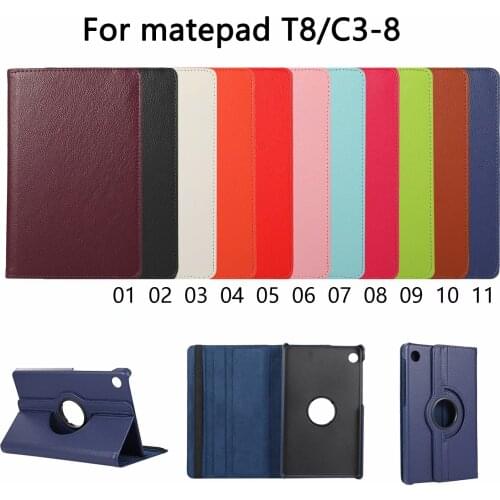 For Huawei MatePad T8 Case 2020 Kobe 2 L03 KOB2 L09 Funda Shell 360 Rotating PU Leather Flip Stand Cover +pen