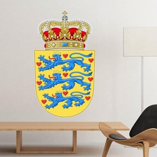 Denmark National Emblem Country Symbol Mark Pattern Removable Wall Sticker Art Decals Mural DIY Wallpaper for Room Decal