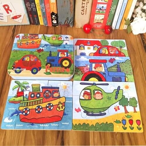 Cartoon Animal Car Pattern Wooden Puzzle Intelligence Early Learning Educational Toy Wood Puzzle Juguetes Boy Toys BK50PT
