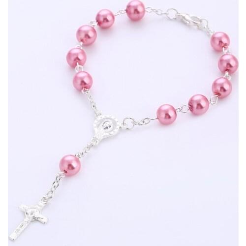 Cross Baptism Mini Bracelet Catholic Wedding Baptism Return Lobster Buckle Rosary Christianity