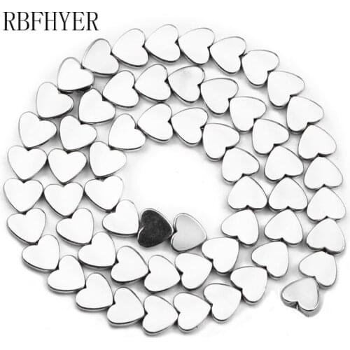 Hematite Natural Stone Silvers Peach Heart Spacers Loose Beads For Jewelry Making Diy Bracelets Accessories Wholesale 6/8/10mm