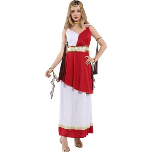 HUIHONSHE Ancient Greek Goddess Athena Costumes Women Halloween Roman Carnival Masquerade Role Play Sleeveless Long dress
