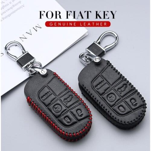 Leather Car Key Cover Case For Fiat Ducato Freemont Tipo Egea 500 Toro Talento Panda Doblo 500x Marea Key Ring Accessories