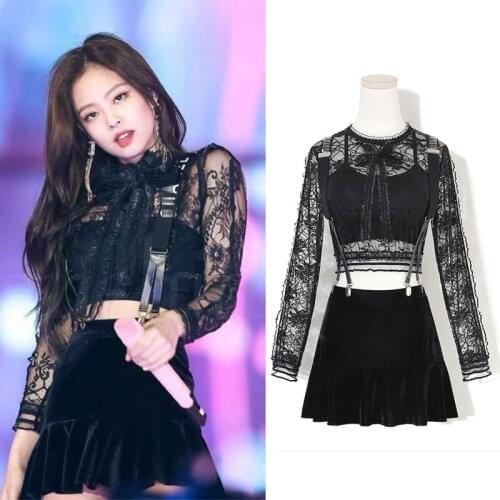 Lace K-pop Outfit Women Sexy Dancer Outfits Jennie Jazz Dancewear Music Festival Clothing Stage Costume Pole Dancing Wear JL3596