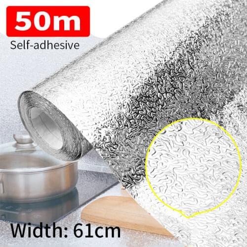 Aluminum Foil self adhesive wallpaper kitchen wallpaper waterproof sticker adhesive paper for furniture