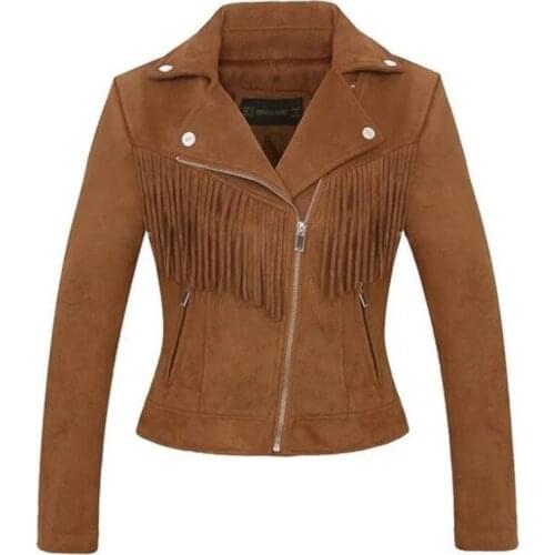 2019 New Best-selling Fringed Decorative Leather Jacket Women Clothing Suede Was Thin Slim Jacket Female Short Fashion Coat