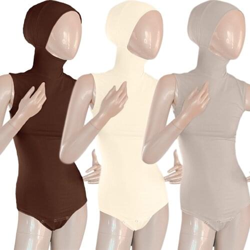 New Bodysuit Sleeveless Women Body Streetwear Sexy Bodycon Turtleneck Sheath Basic Overalls Top Hooded Solid Color Slim Playsuit