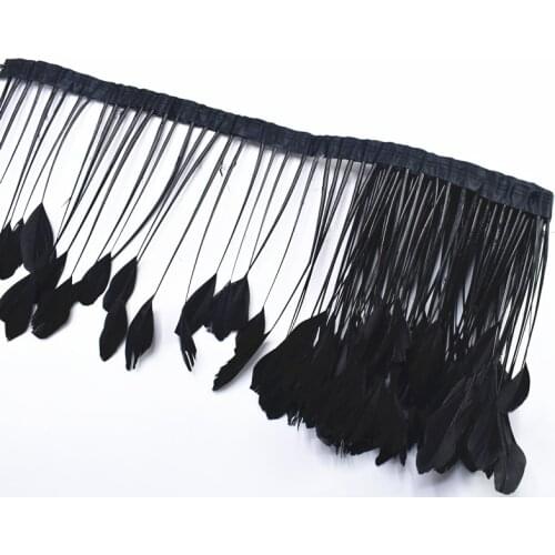 2Yards/Lot Black Dyed Goose Tail Feathers Trims Feathers for Crafts Ribbon Pluma Feather Trim Wedding Feathers Decoration Plumas