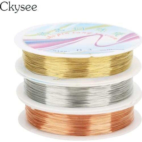 Ckysee 30m/roll Gold/Rhodium Color Brass Copper Beading Wire Thread Cord 0.25mm for DIY Jewelry Findings Making Accessories