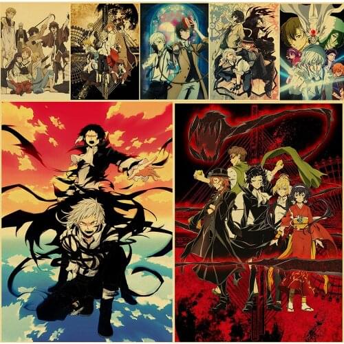 Bungo Stray Dogs Retro Posters Japanese Anime Retro Posters Kraft Paper Decorative Painting Home Room Decor Wall Sticker