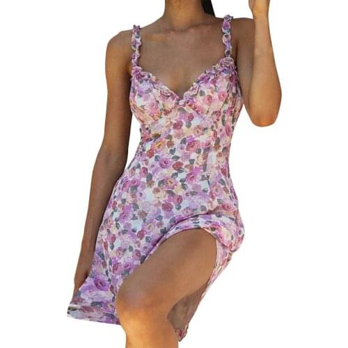 Sagace sleeveless sling womens sexy Floral Dress Chiffon print dress 2021 summer womens fashion new design 2021