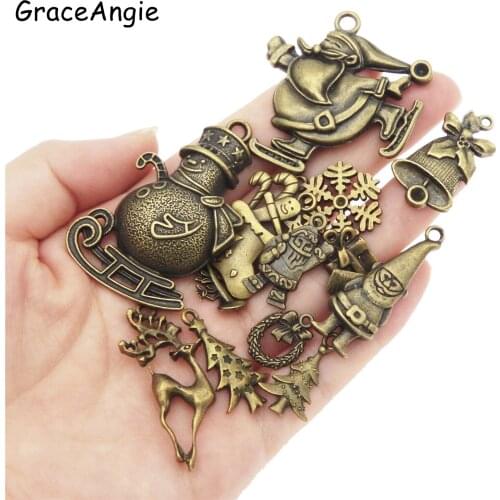 60PCS Mix Christmas Charms For Bracelet Santa Claus Jewelry Findings Handmade Birthday Earring Necklace Bracelet Gift Keychain