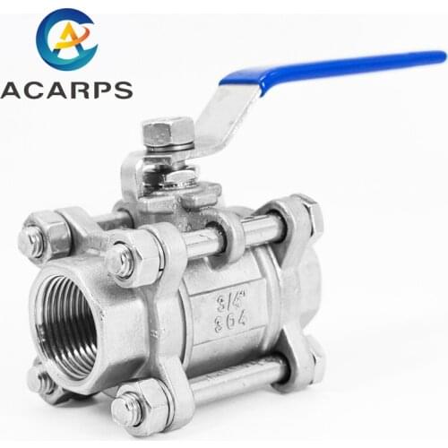 1/2" 1" 1-1/2" 2" Stainless Steel Three-Piece Ball Valve Steam High Temperature Ball Valve Internal Thread Water Switch Valve