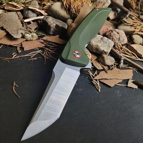 RM D2 Steel High Hardness Folding Knife, G10 Handle Multi-Function Ball Bearing Outdoor Little Knife, Hunting Camping Hiking EDC