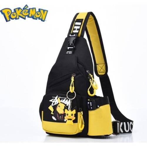 Pokemon Pikachu Luminous Shoulder Bag Chest Pack Canvas Sports Waterproof Big Capacity Crossbody Handbags Men Women Chest Bags