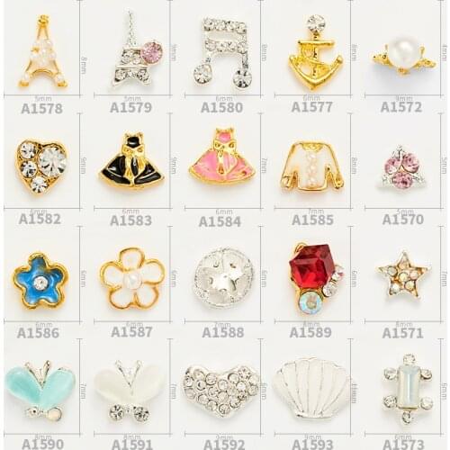 High Quality High Tower Skirt Edging Butterfly Five-pointed Star Variety Style Alloy Rhinestone DIY Nail Supplies 20pcs/lot