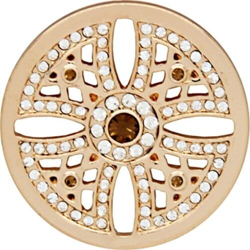 Coin Jewelry Rose Gold Plating Cross Shape Disc Coins Crystal Coin For Frame Pendant Necklace PJM104-RG