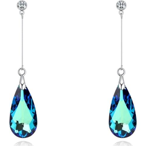 BAFFIN Original Crystals From Swarovski Classic Water Drop Earrings Hanging Pendientes For Women Silver Color Party Accessories
