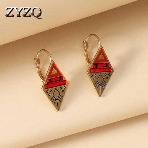 ZYZQ Fashion Bohemian Oil Drop Pattern Long Drop Earrings for Women Retro Arrow Earrings Female Cocktail Party Jewelry