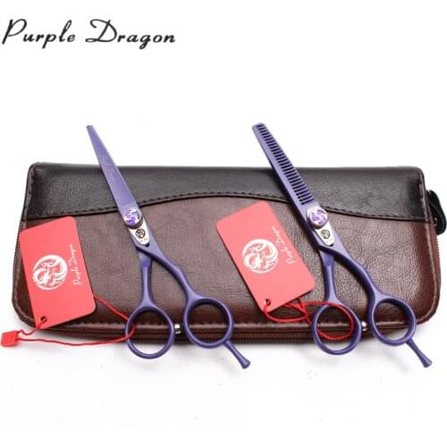 1Pair 5.5" 6" JPStainless Purple Dragon Straight Scissors Thinning Shears Professional Pet Scissors Dog Grooming Scissors Z1018