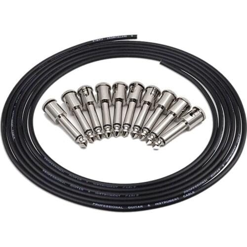 10Ft Guitar Solderless Pedalboard Cable Kit Angle Audio 6.35 Plugs for Guitar Effects Pedals